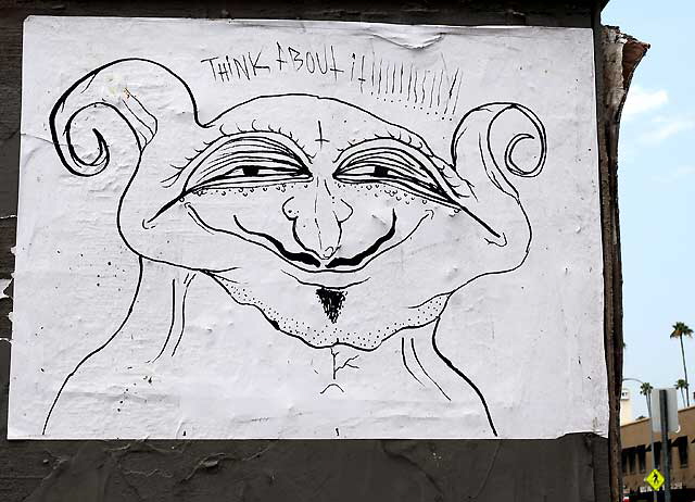 "Think About It" - graphic on wall, Saint Andrews Place and Hollywood Boulevard