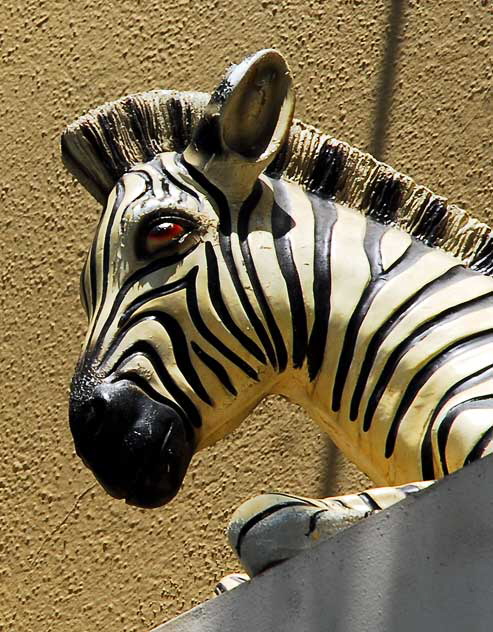 Zebra above shop on La Cienega Boulevard in West Hollywood