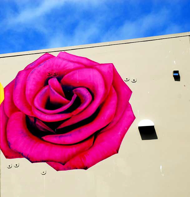 Lincoln and Rose - graphic on the rear of the Whole Foods Store at Lincoln Boulevard and Rose Avenue in Venice, California 