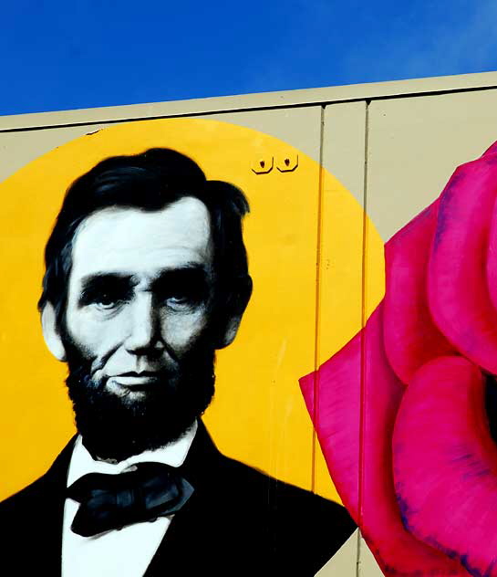 Lincoln and Rose - graphic on the rear of the Whole Foods Store at Lincoln Boulevard and Rose Avenue in Venice, California 