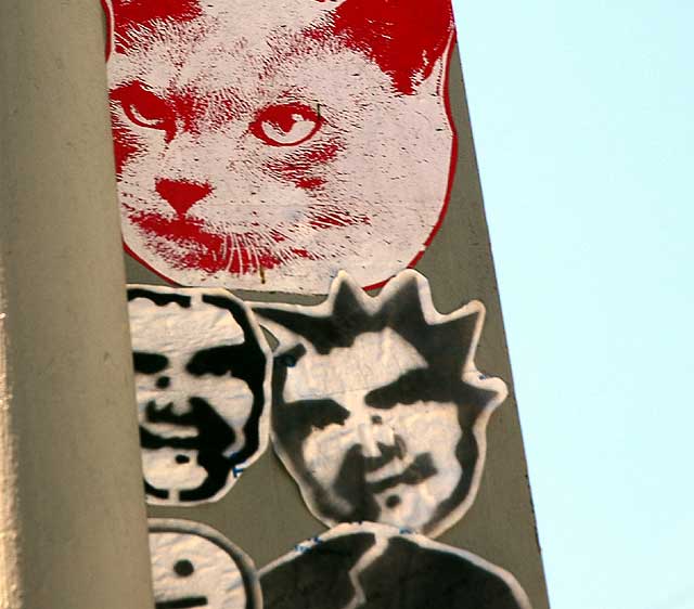 Cat sticker, Hollywood Boulevard at Sunset Boulevard, Los Feliz