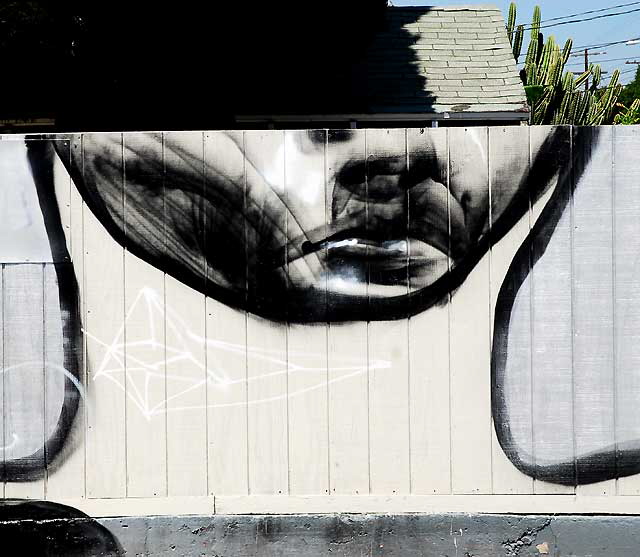 "Face" mural - parking lot on the northeast corner of Sunset Boulevard and Hyperion - photographed on Wednesday, August 4, 2010