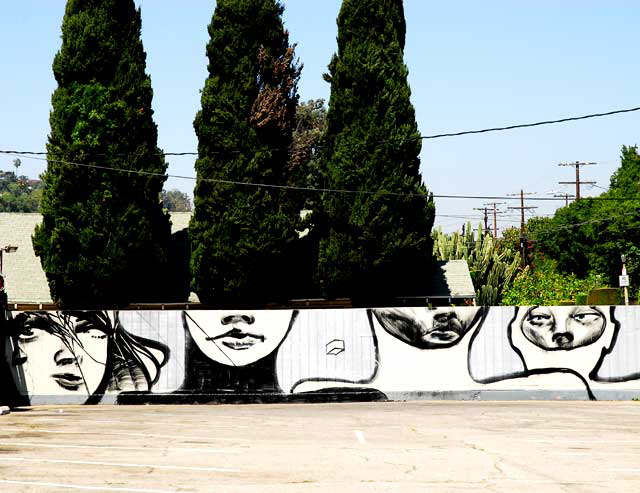 "Face" mural - parking lot on the northeast corner of Sunset Boulevard and Hyperion - photographed on Wednesday, August 4, 2010