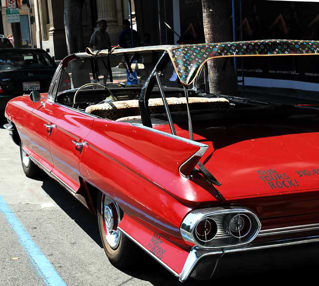 1961 Cadillac sedan converted into a tour bus, actually a touring car - Our Tours Rock - Hollywood Boulevard