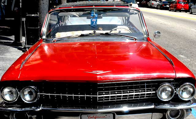 1961 Cadillac sedan converted into a tour bus, actually a touring car - Our Tours Rock - Hollywood Boulevard