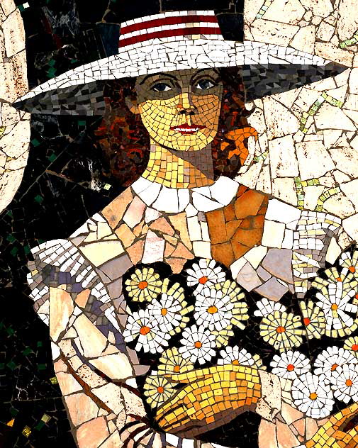 Sunset and Vine - Greta Garbo - the mosaic mural by Millard Sheets on the bank building that replaced NBC's 1938 Radio City