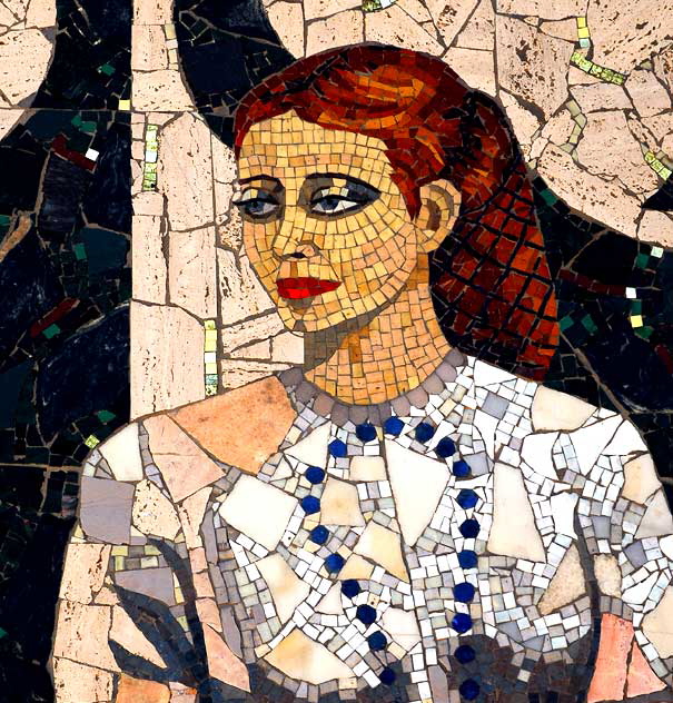 Sunset and Vine - Bette Davis - the mosaic mural by Millard Sheets on the bank building that replaced NBC's 1938 Radio City