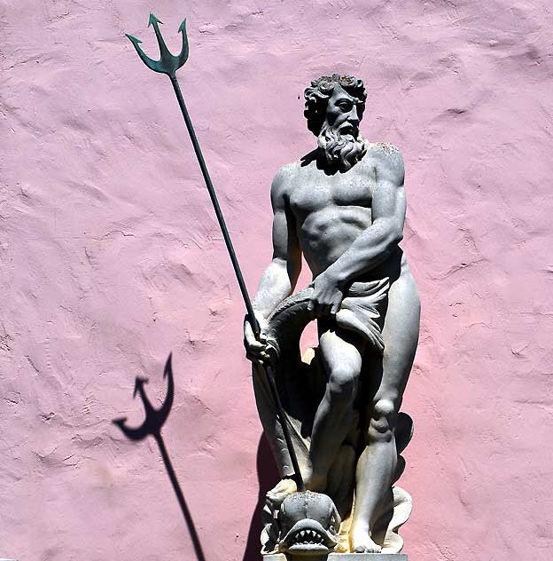 Neptune statue at condo complex, Playa Del Rey