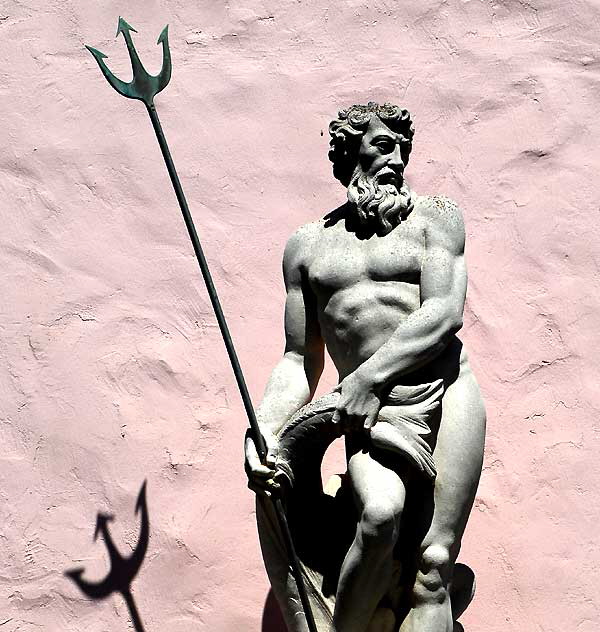 Neptune statue at condo complex, Playa Del Rey