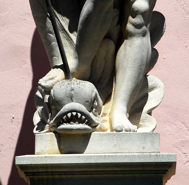 Neptune statue at condo complex, Playa Del Rey