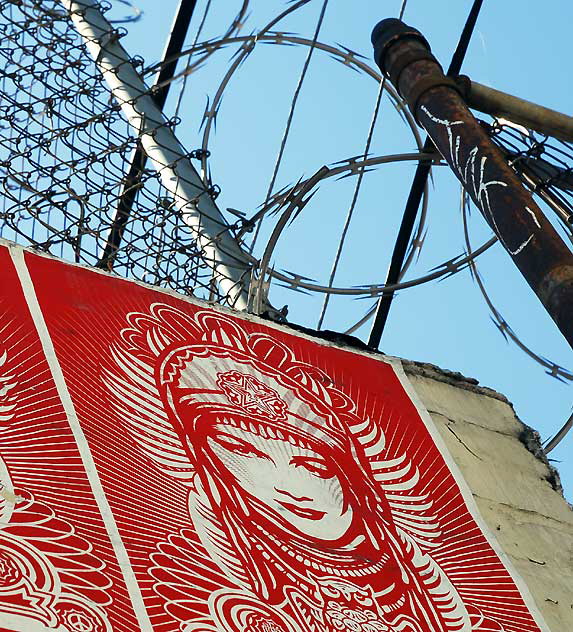 Shepard Fairey artwork in alley off Sunset Boulevard between Mohawk and Alvarado