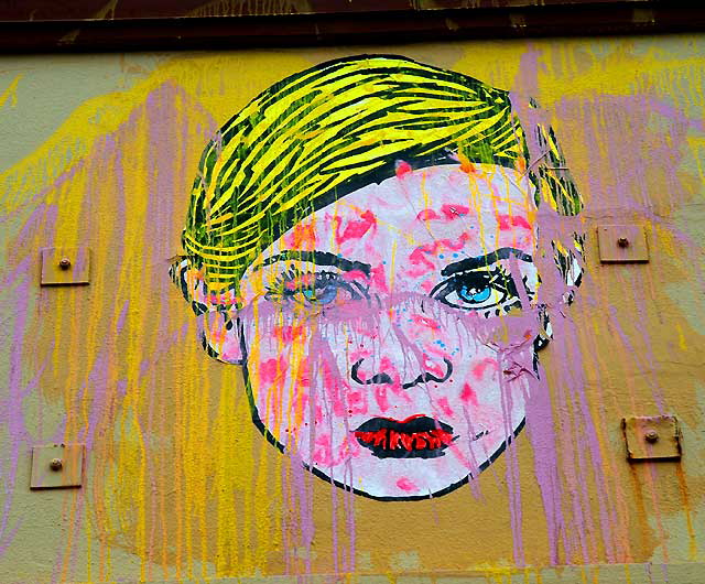 Multicolored Face - "Alec" graphic on the wall of the former Old Spaghetti Factory, Sunset and Gordon, Hollywood