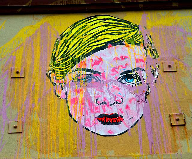 Multicolored Face - "Alec" graphic on the wall of the former Old Spaghetti Factory, Sunset and Gordon, Hollywood Multicolored Face - "Alec" graphic on the wall of the former Old Spaghetti Factory, Sunset and Gordon, Hollywood