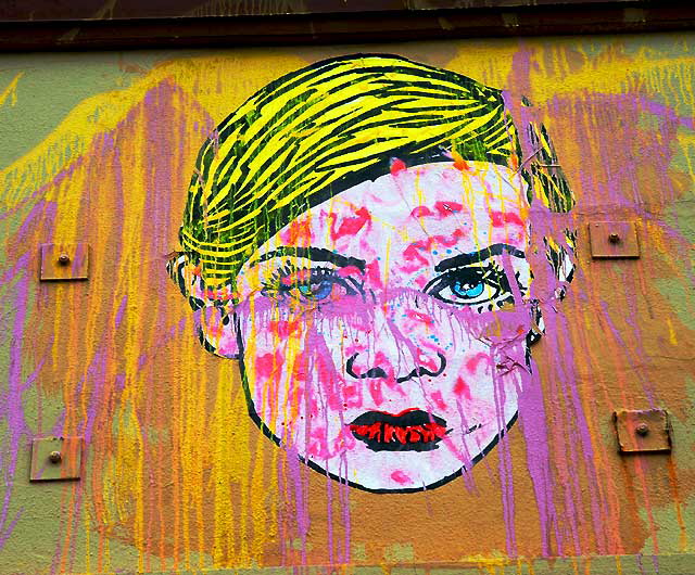 Multicolored Face - "Alec" graphic on the wall of the former Old Spaghetti Factory, Sunset and Gordon, Hollywood