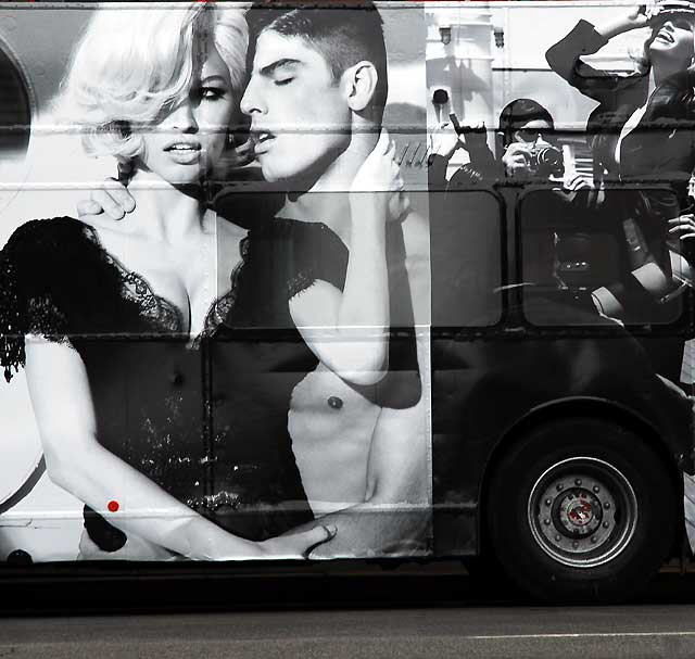 Supergraphic on tour bus, Hollywood Boulevard