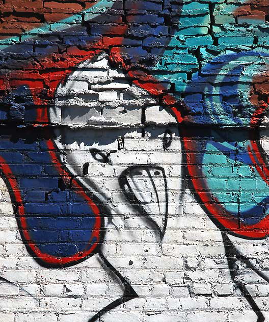 Graffiti Ghost Bird on Brick