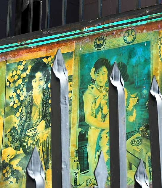 Antique Japanese commercial posters - alley off Lucile Avenue at Sunset Boulevard in Silverlake 