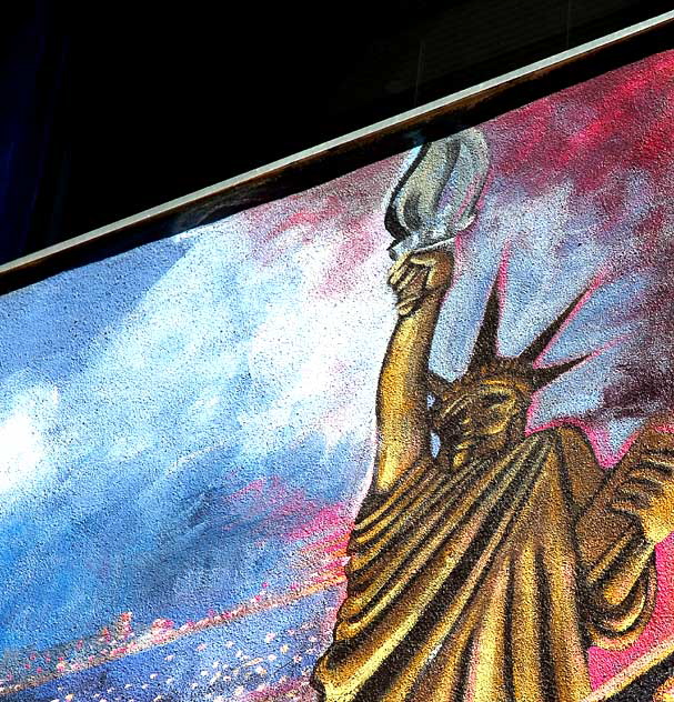 Statue of Liberty - detail of mural on the west wall of Amoeba Music, Sunset Boulevard in Hollywood 