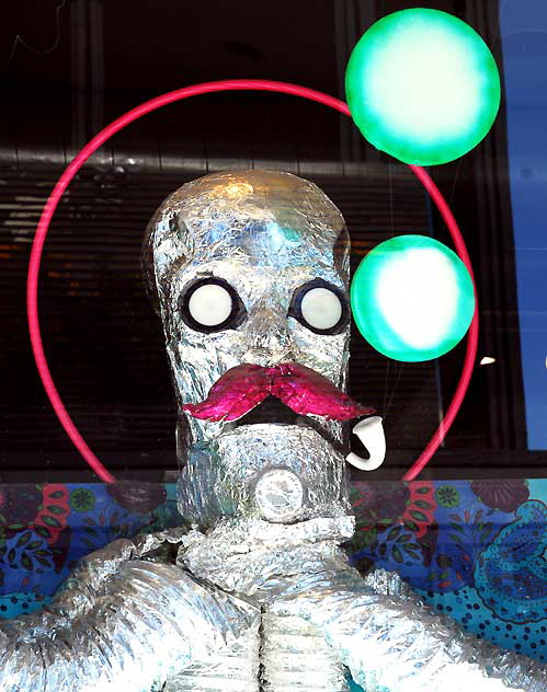 Foil Octopus Man with Pipe - window of Amoeba Music, Sunset Boulevard in Hollywood