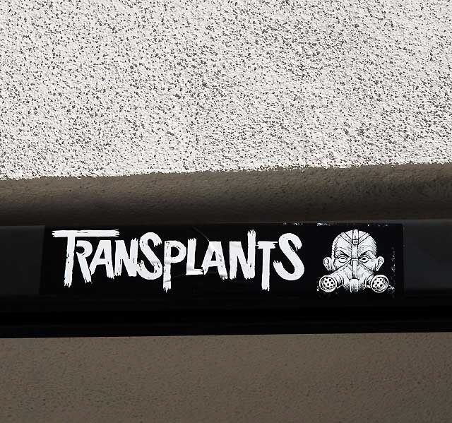 "Transplants" - sticker on west wall of Amoeba Music, Sunset Boulevard in Hollywood