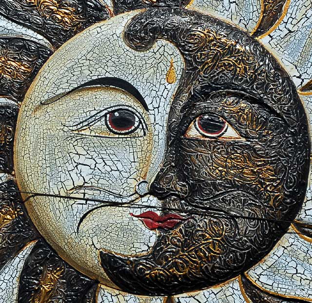 Wooden Sun and Moon, Ocean Front Walk, Venice Beach