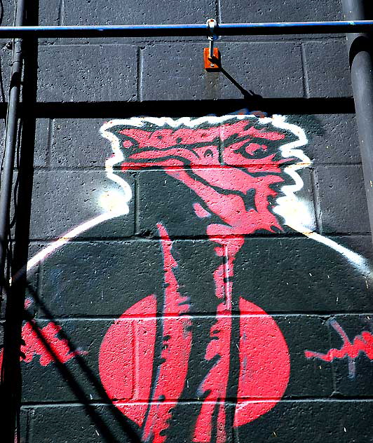 Ostrich/Emu, mural in alley behind Melrose Avenue