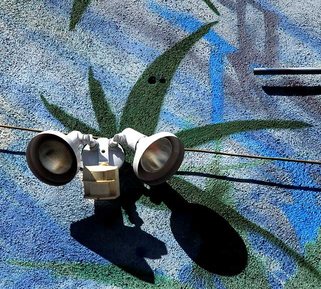 Mural in alley behind Melrose Avenue - Lamp and Cannabis Leaf