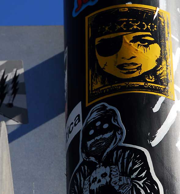 Stickers on Sunset Boulevard in Hollywood