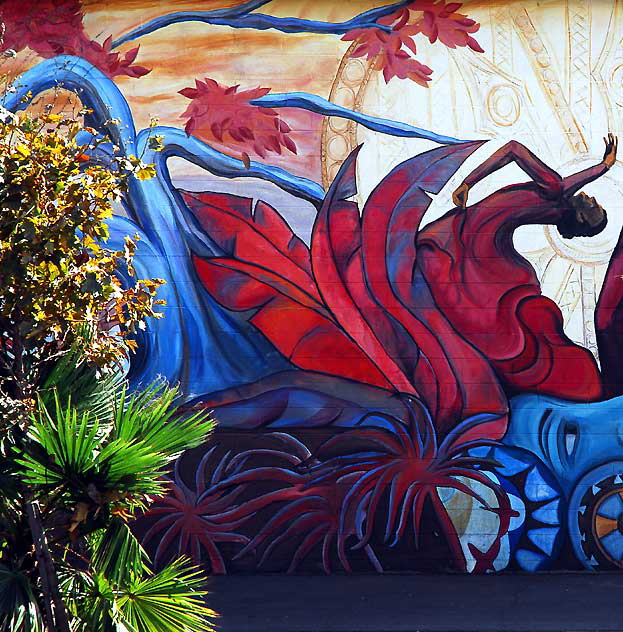 Clockworks, mural by Annie Sperling-Cesano, Santa Monica Boulevard at Virgil 