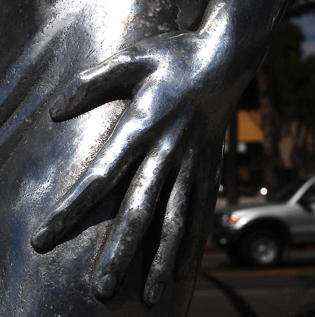 Silver sculpture at the Hollywood Gateway, Hollywood Boulevard at La Brea