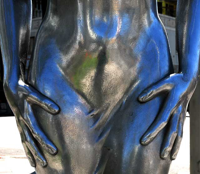 Silver sculpture at the Hollywood Gateway, Hollywood Boulevard at La Brea
