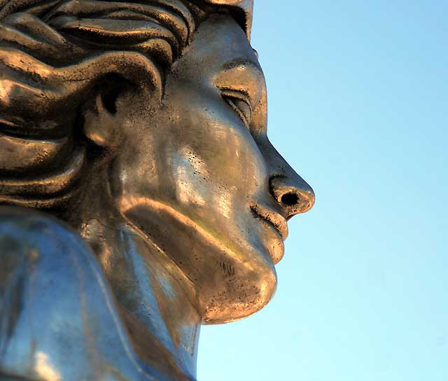 Silver sculpture at the Hollywood Gateway, Hollywood Boulevard at La Brea