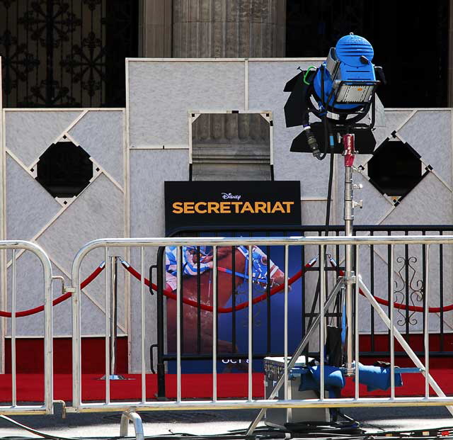 Setting up for the premiere of the movie "Secretariat" at the El Capitan Theater on Hollywood Boulevard, Thursday, September 30, 2010