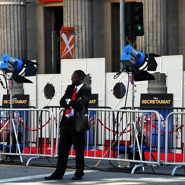 Setting up for the premiere of the movie "Secretariat" at the El Capitan Theater on Hollywood Boulevard, Thursday, September 30, 2010