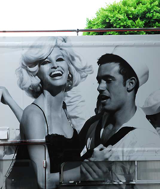 "Guess" supergraphic on Hollywood tour bus