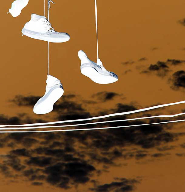 Sneakers on wire - parking lot behind the El Capitan Theater, Hollywood Boulevard