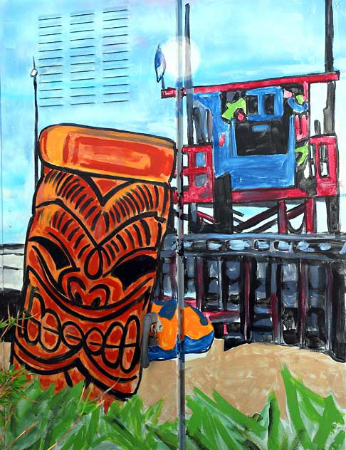 Tiki - utility box art at the base of the Venice Beach Pier