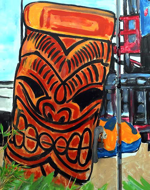 Tiki - utility box art at the base of the Venice Beach Pier