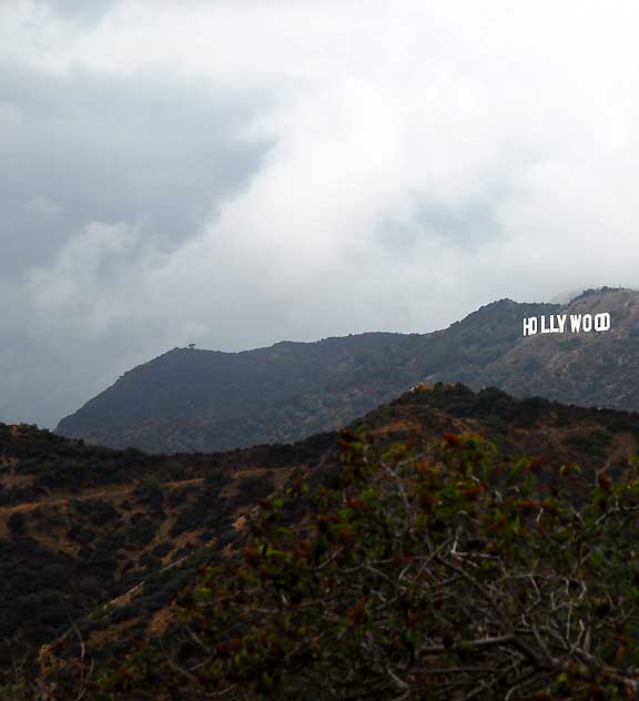 Hollywood Sign as seen from the Griffith Park Observatory, Wednesday, October 6, 2010 (intermittent heavy rain)