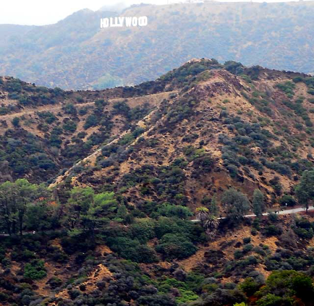 Hollywood Sign as seen from the Griffith Park Observatory, Wednesday, October 6, 2010 (intermittent heavy rain)