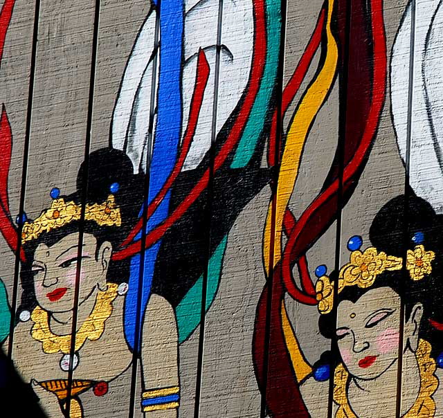 Thai mural on apartment building at Sunset Avenue at Speedway, Venice Beach