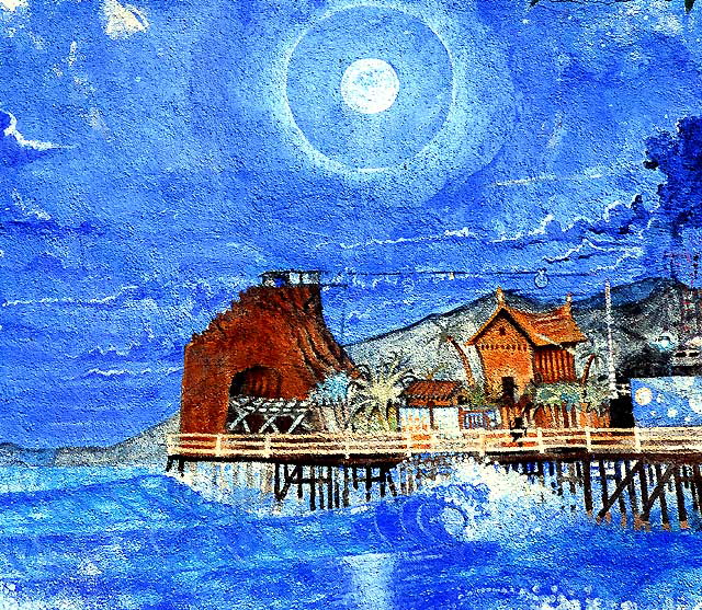 Detail of the mural is "Chagall Returns to Venice Beach" - 201 Ocean Front Walk (between Ozone and Rose Avenue) - by Christina Schlesinger