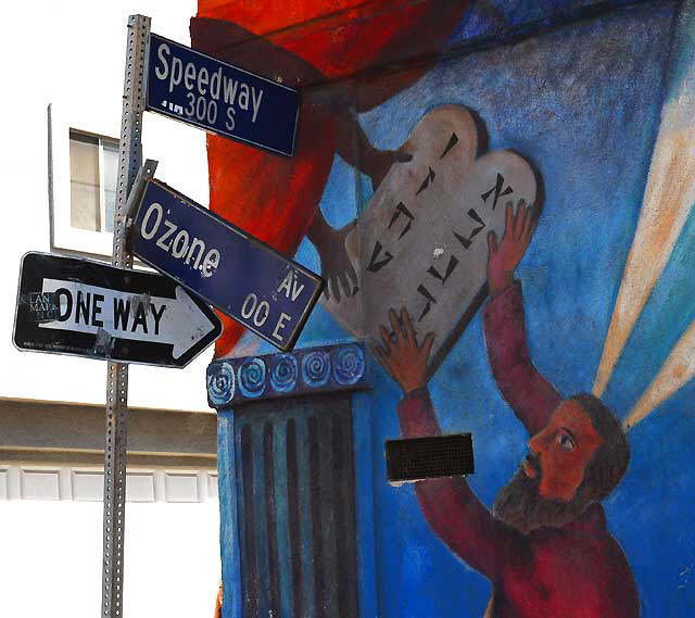 Detail of the mural is "Chagall Returns to Venice Beach" - 201 Ocean Front Walk (between Ozone and Rose Avenue) - by Christina Schlesinger