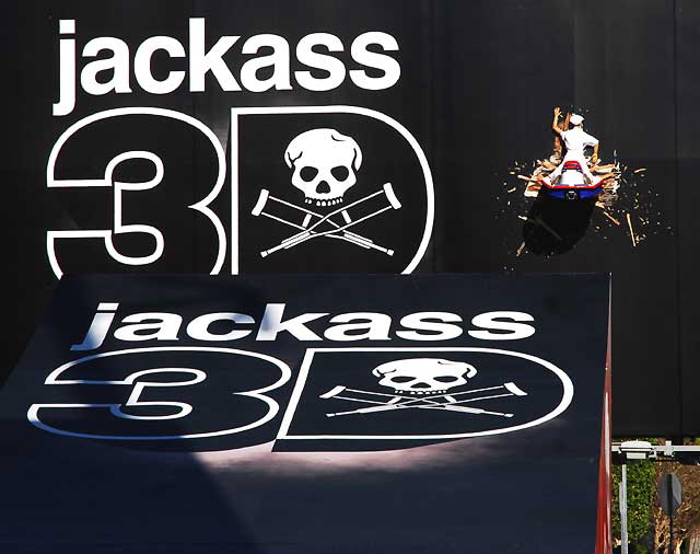 Billboard for the movie "Jackass 3-D" on the Sunset Strip, at Queens Road, Friday, October 8, 2010