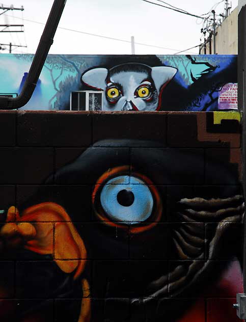 Eyes, murals in alley, Melrose at Fuller 