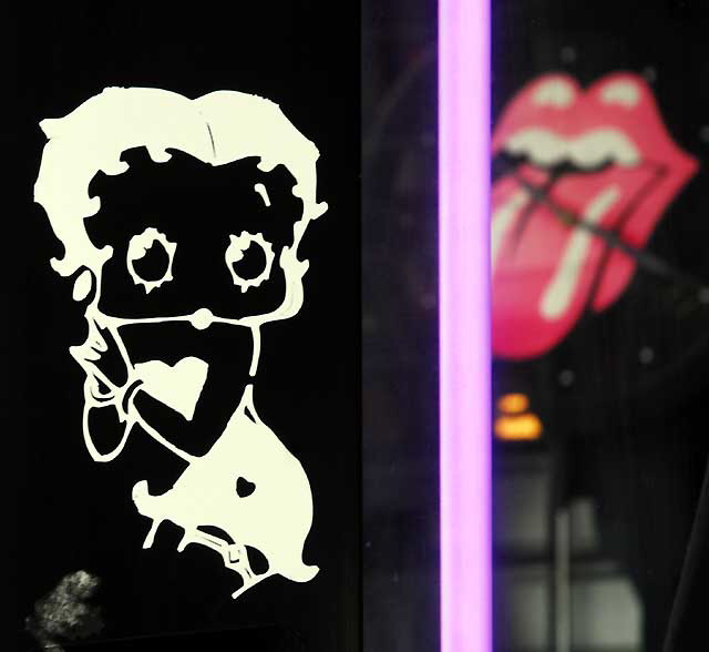 Betty Boop sticker, tattoo shop on Hollywood Boulevard