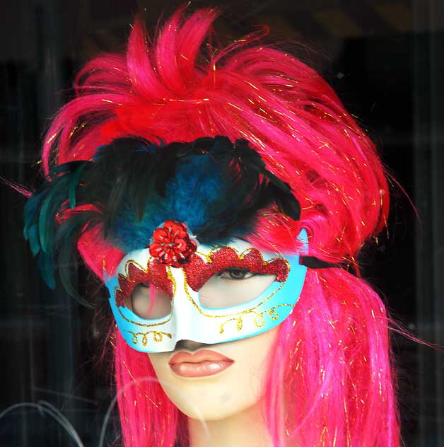 Masked mannequin in store window, Hollywood Boulevard