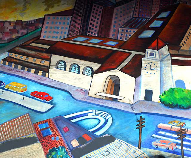 Detail of "Los Angeles: The Living City" - Sandra Drinning, 1990-1991, Western Avenue at First