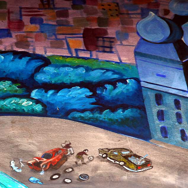 Detail of "Los Angeles: The Living City" - Sandra Drinning, 1990-1991, Western Avenue at First