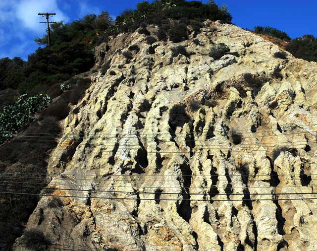 Sandstone cliff, Pacific Coast Highway in Malibu
